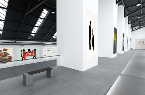 EISBOX MODERN - Ansicht von der Galerie mit Kunstwerken auf die Ausstellungsfläche